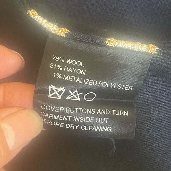 St. John collection Layered wool knit blue gold blazer/coat size 12 - Picture 8 of 16